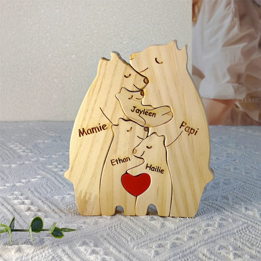 Bear Family Personalized Wooden Puzzle